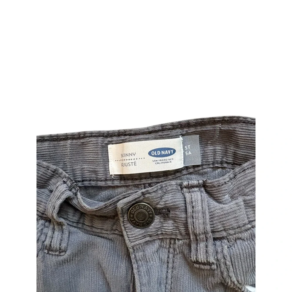 Old Navy Kids Gray Skinny Corduroy Pants Size 5T Adjustable Waist Rockstar‎